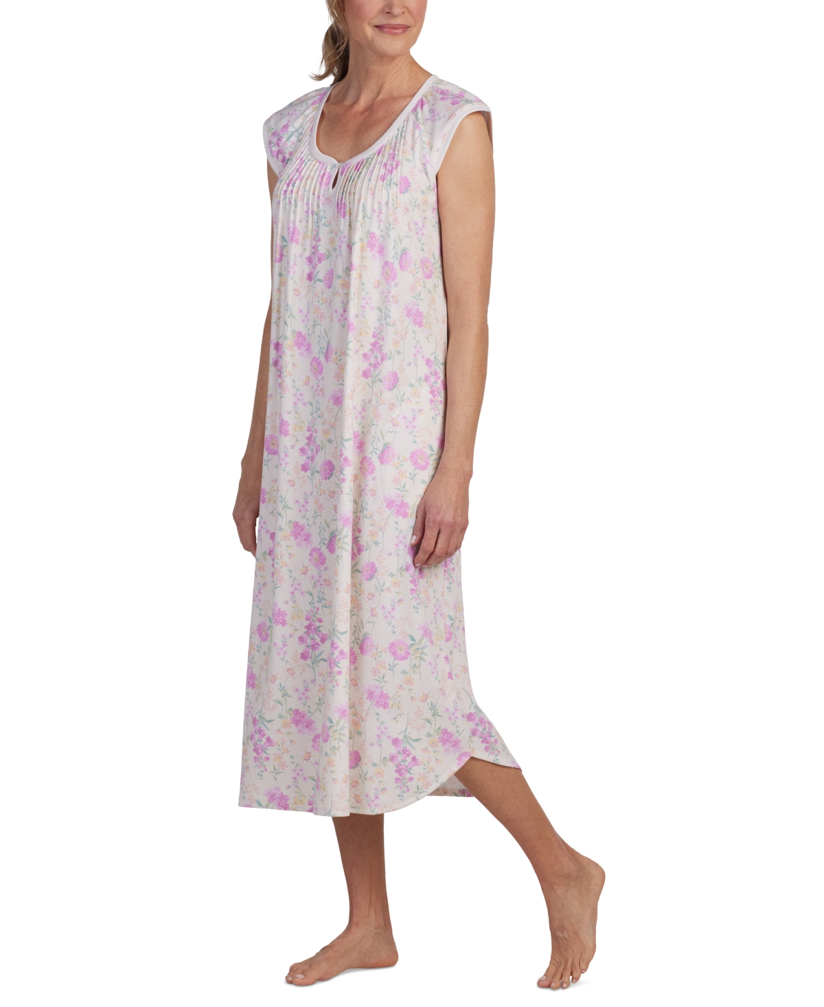 Shop Miss Elaine Women's Sleeveless Floral Nightgown In Pink Floral
