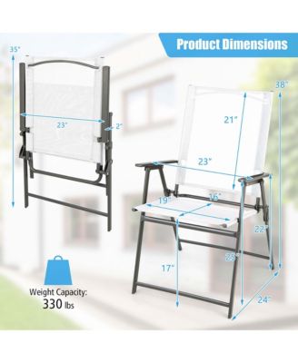 4pcs Patio Folding Portable Dining Chairs Metal Frame Armrests Garden