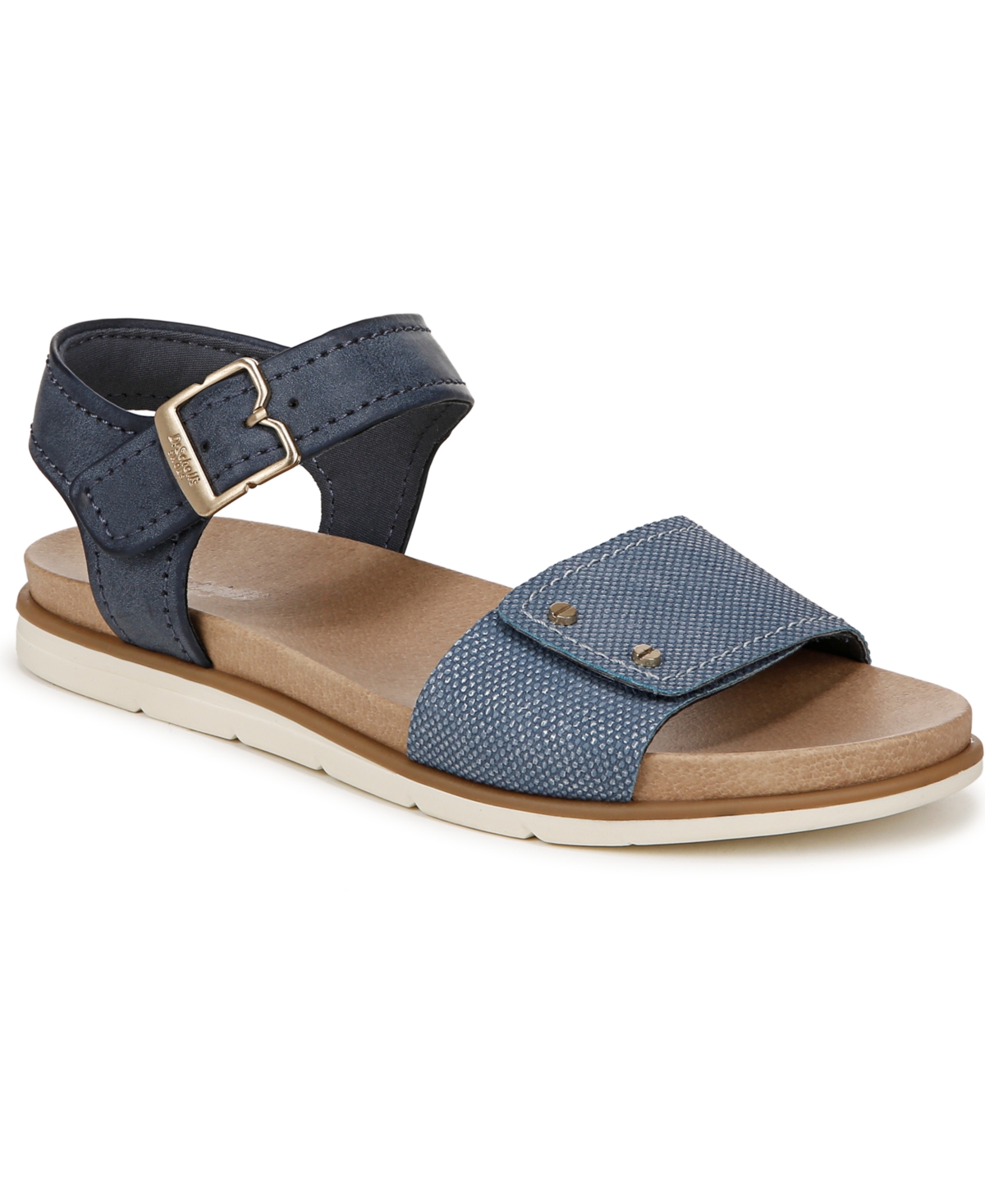 Shop Dr. Scholl's Women's Nicely Sun Ankle Strap Sandals In Oxide Blue Faux Leather