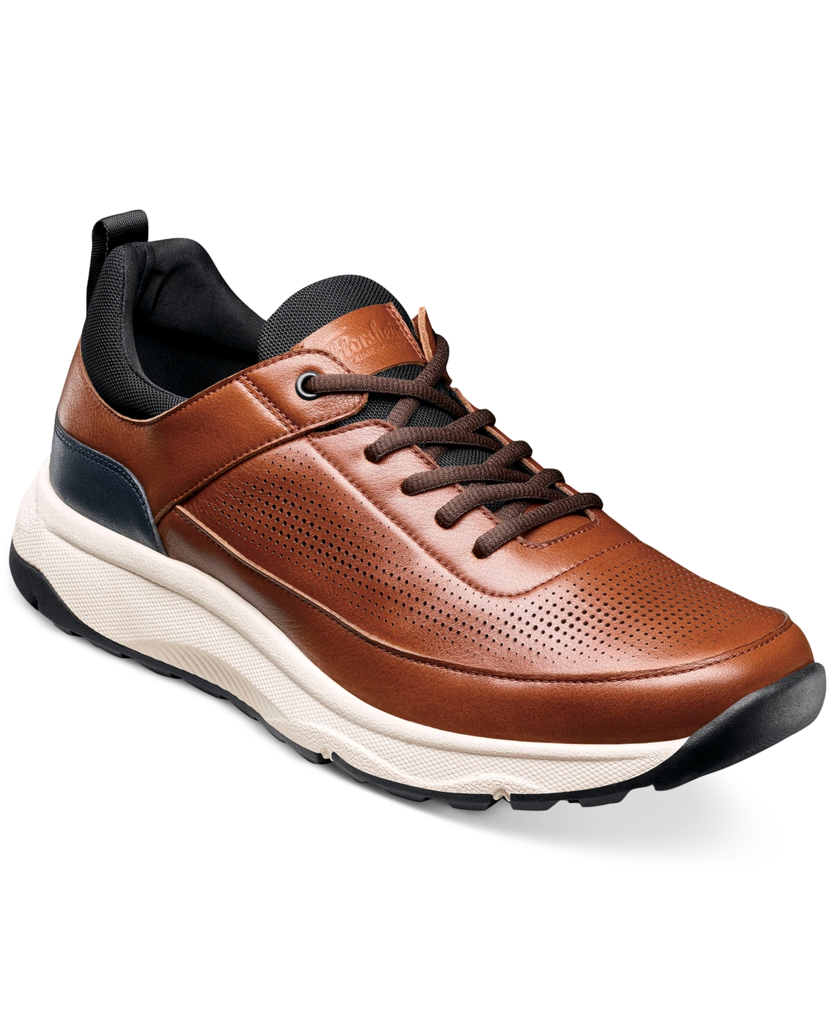 Men's Satellite Perforated Toe Leather Lace-up Sneaker - Cognac