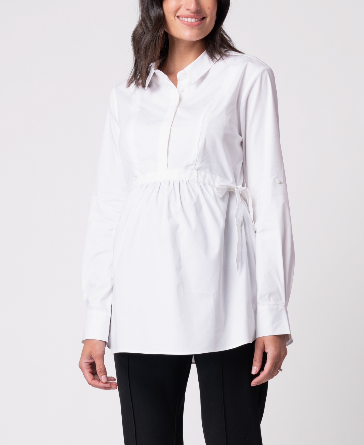 Seraphine Women's Cotton Maternity And Nursing Shirt In White