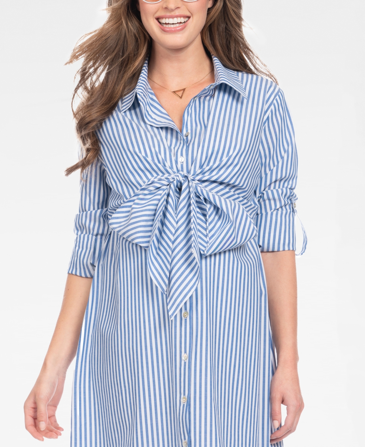 Shop Seraphine Women's Cotton And Lyocell Maternity And Nursing Shirt Dress In Blue Stripe