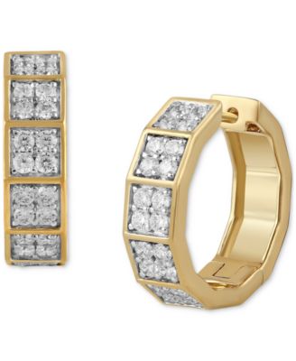 Men's Diamond Square Cluster Geometric Hoop Earrings (1 ct. t.w.), 3/4"