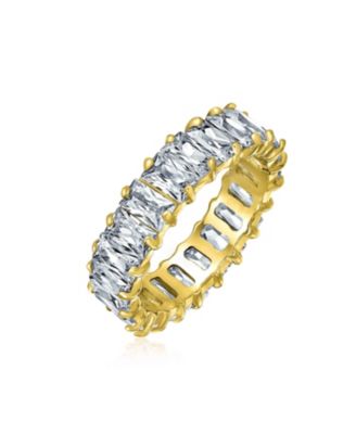 Art Deco Style CZ Cubic Zirconia Baguette Eternity Band Ring Sterling Silver