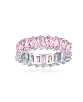 Art Deco Style CZ Cubic Zirconia Baguette Eternity Band Ring Sterling Silver