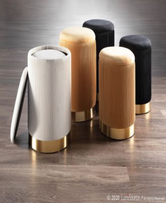 Marla Contemporary Nesting Pleated Ottoman Set in Metal and Velvet by Lumisource