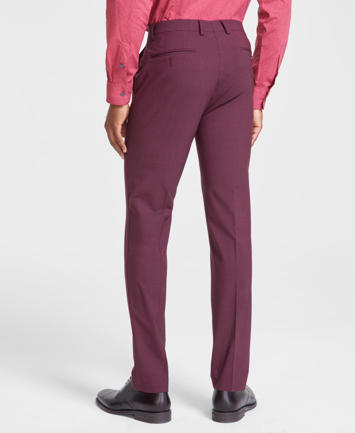 Bar Iii Men's Skinny-Fit Burgundy Wool Blend Suit Pants, Created for Macy's