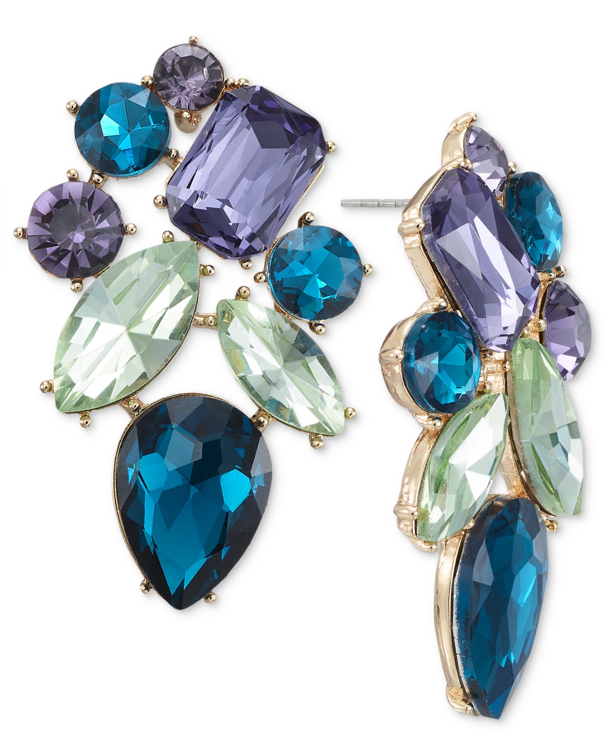 Shop Inc International Concepts Gold-tone Crystal Cluster Drop Earrings, Created For Macy's In Multi