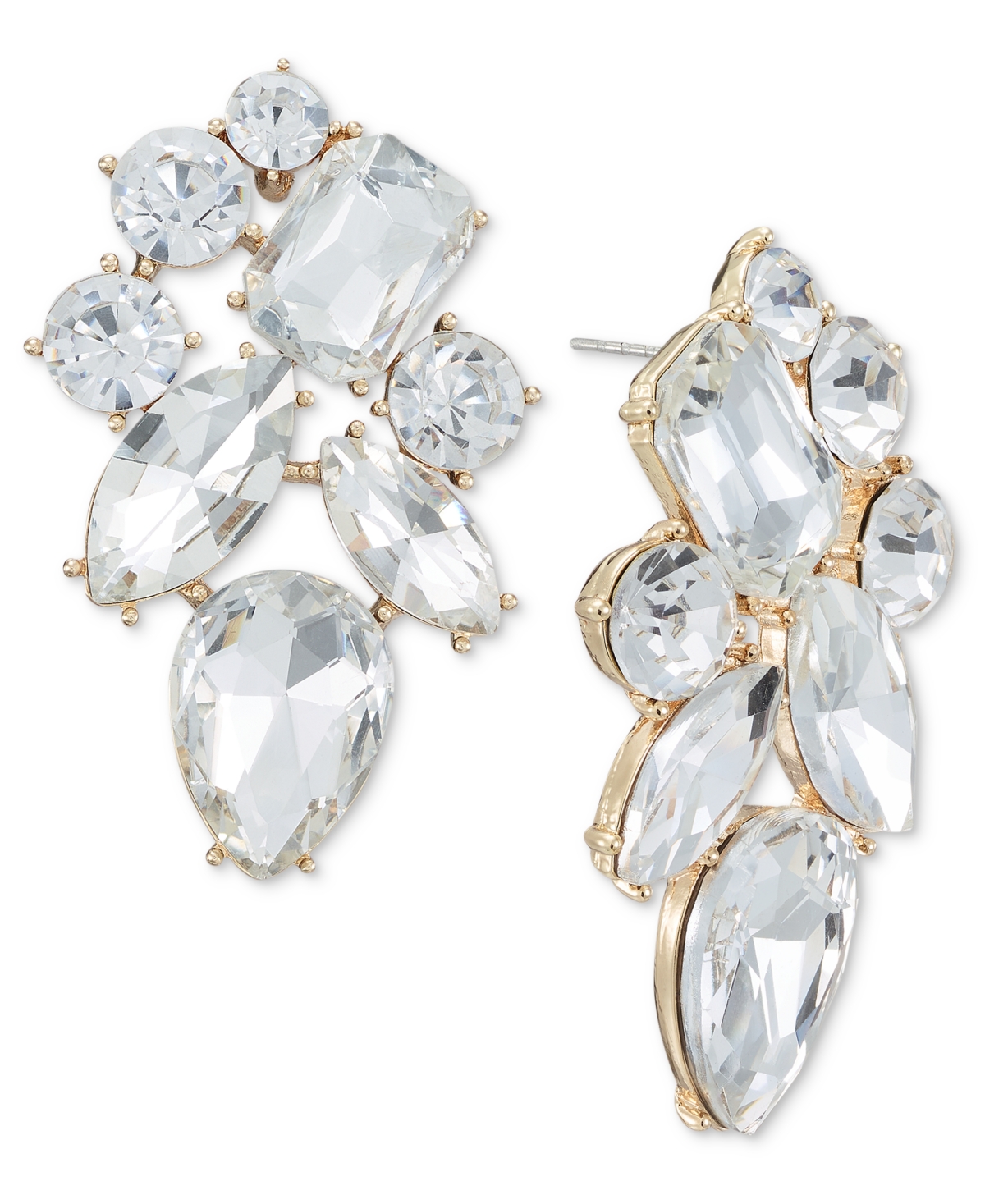 Shop Inc International Concepts Gold-tone Crystal Cluster Drop Earrings, Created For Macy's