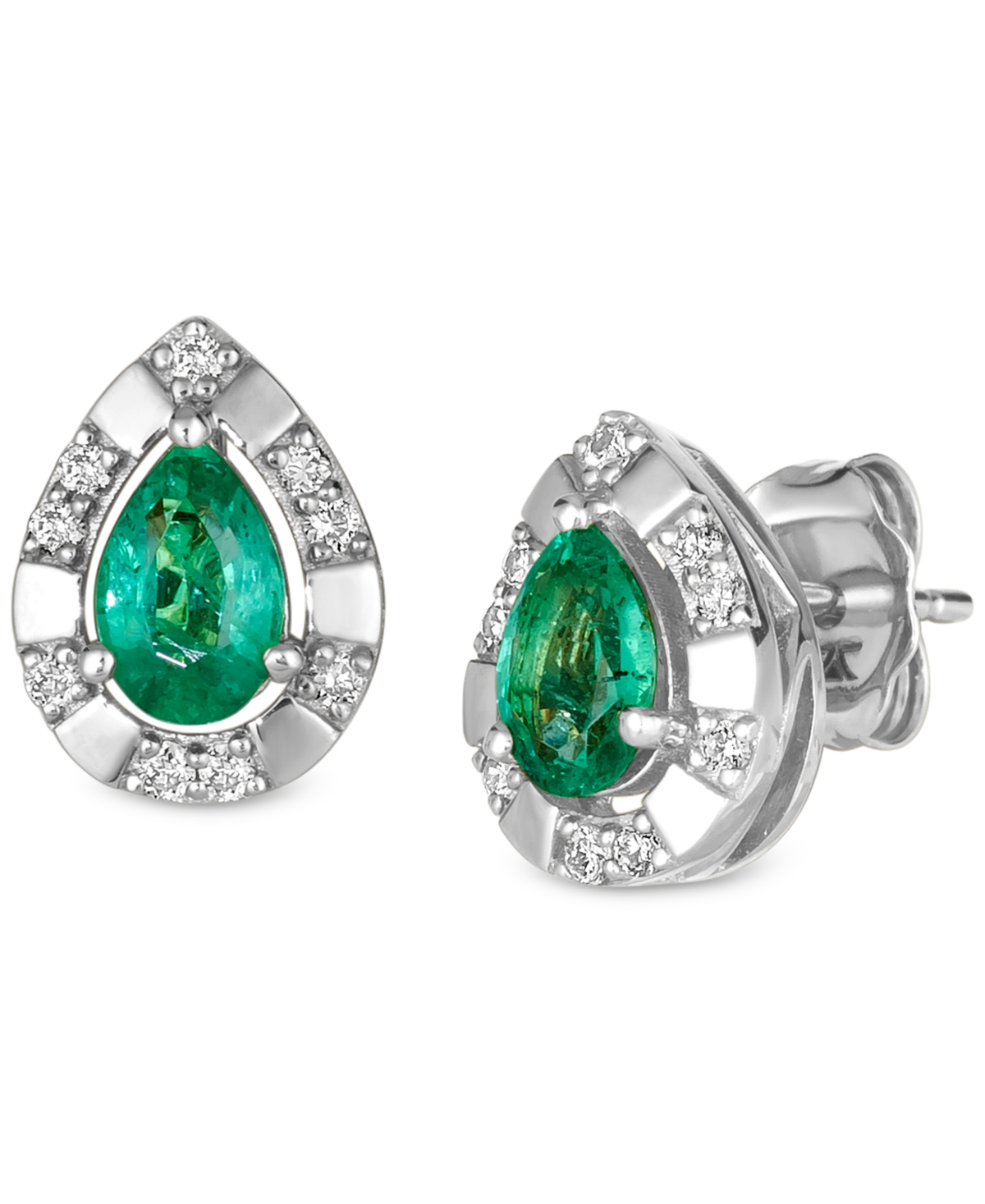 Le Vian Costa Smeralda Emerald (5/8 Ct. T.w.) & Nude Diamond Pear-shaped Stud Earrings (1/8 Ct. T.w.) In 14k In K Wg