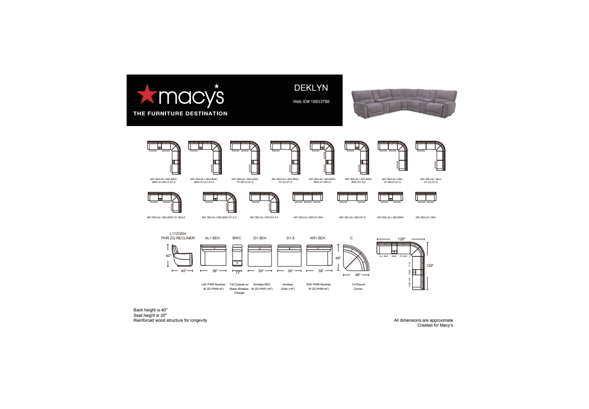 Shop Macy's Deklyn 129" 7-pc. Zero Gravity Fabric Sectional With 2 Power Recliners & 2 Consoles, Created For Mac In Cobblestone