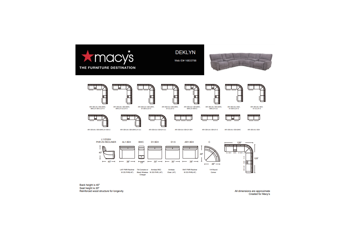 Shop Macy's Deklyn 129" 6-pc. Zero Gravity Fabric Sectional With 3 Power Recliners & 1 Console, Created For Macy In Cobblestone