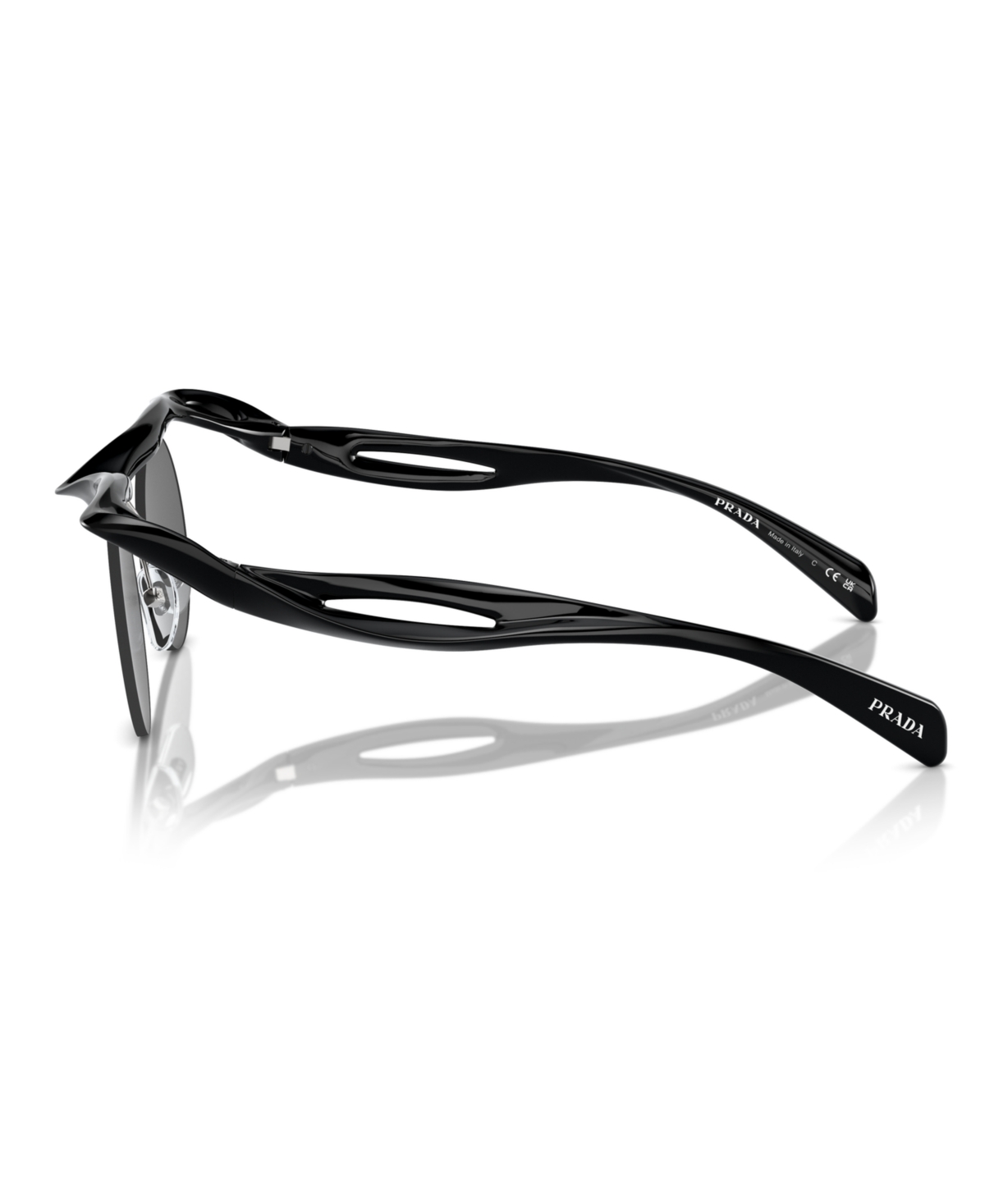 Prada Rimless Mixed-media Round Sunglasses In Black