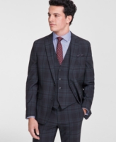 Bar Iii Men's Slim-Fit Wool Blend Plaid Suit Jacket, Created for Macy's - Black/green