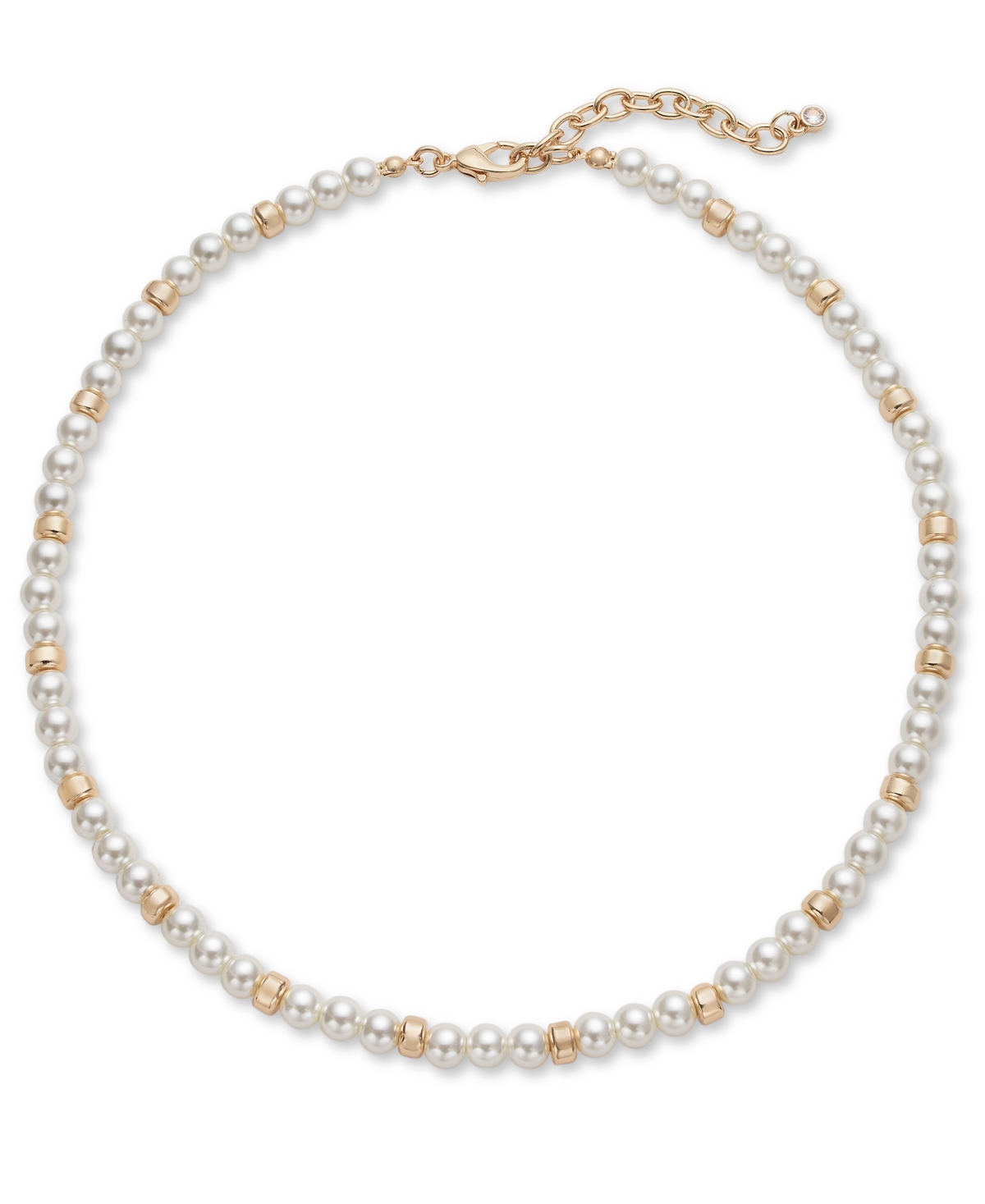 Shop On 34th Gold-tone Bead & Imitation Pearl Collar Necklace, 16-1/2" + 2" Extender, Created For Macy's In White