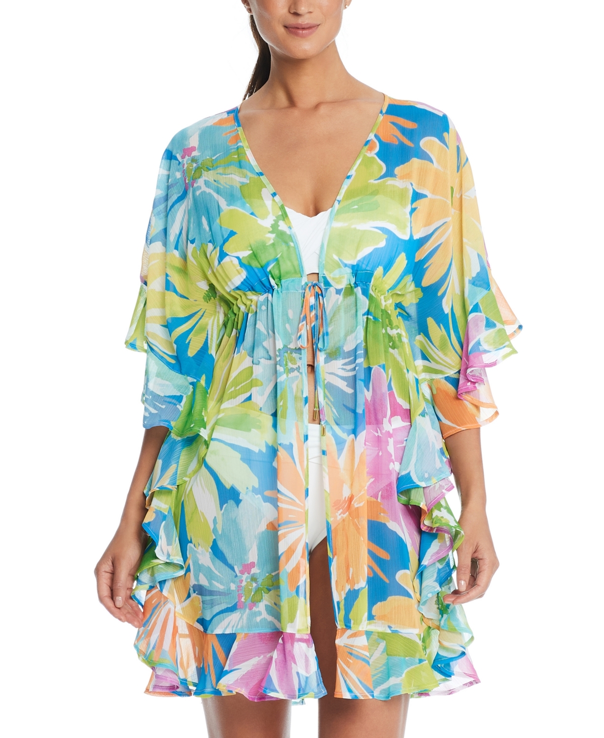 Women's Open-Front Caftan Cover-Up - Multi