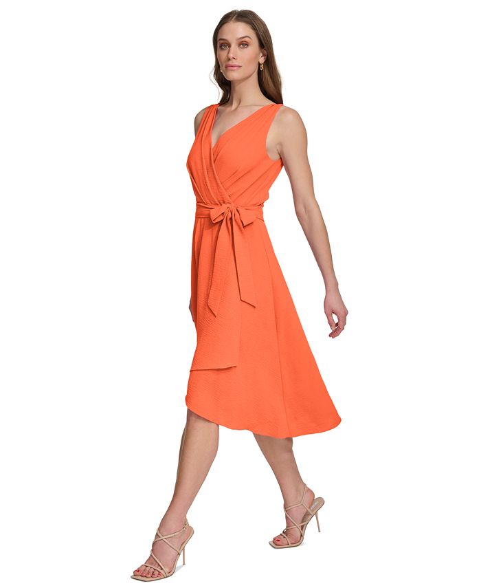DKNY Women's Sleeveless Faux Wrap Dress Blue Size 12