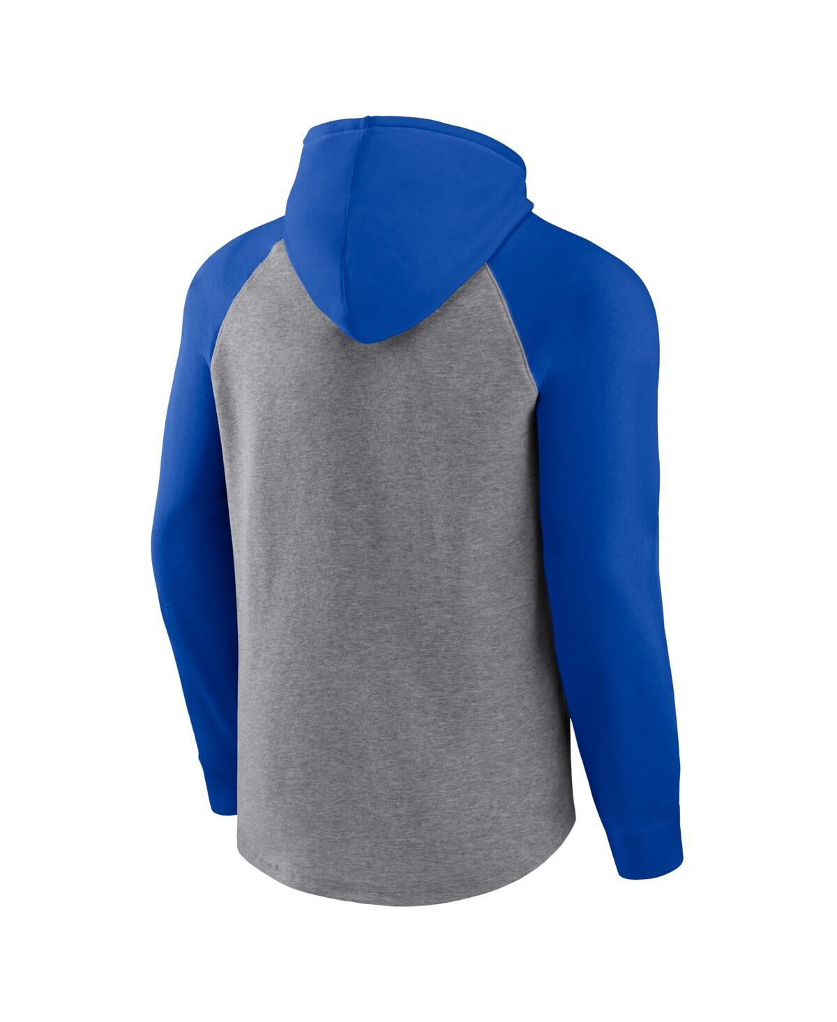 Fanatics Men's  Royal, Heather Gray Kentucky Wildcats Wrap Up Raglan Pullover Hoodie In Royal,heather Gray