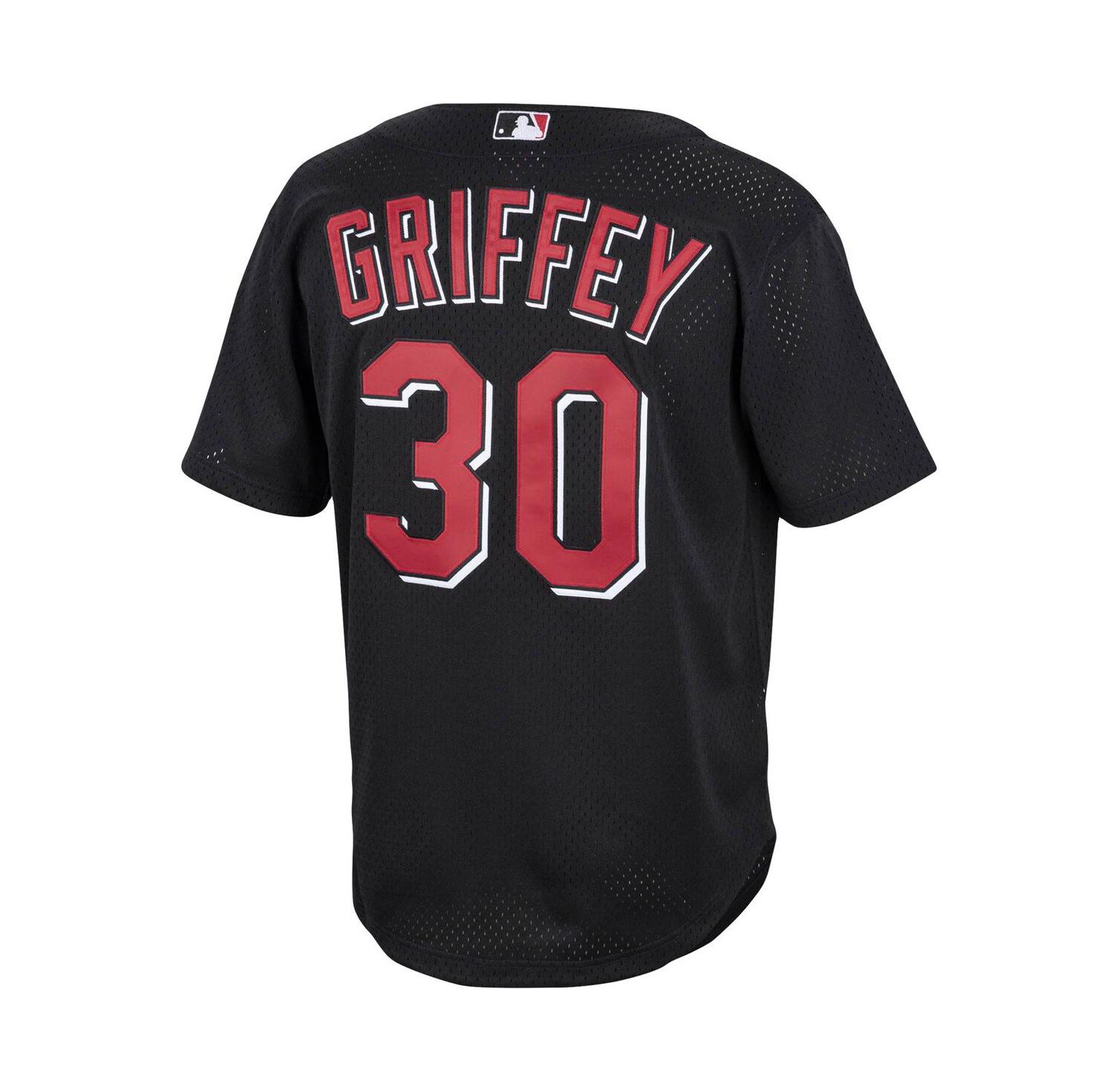 Men's Ken Griffey Jr. Black Cincinnati Reds Cooperstown Collection Mesh Batting Practice Button-Up Jersey