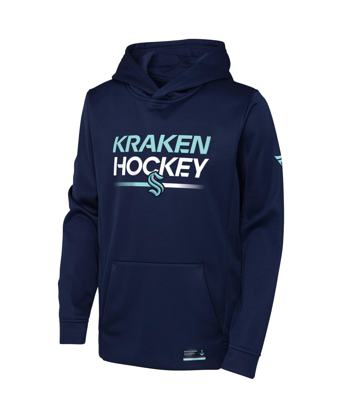 Fanatics Big Boys  Deep Sea Blue Seattle Kraken Authentic Pro Pullover Hoodie In Deep Sea Blue