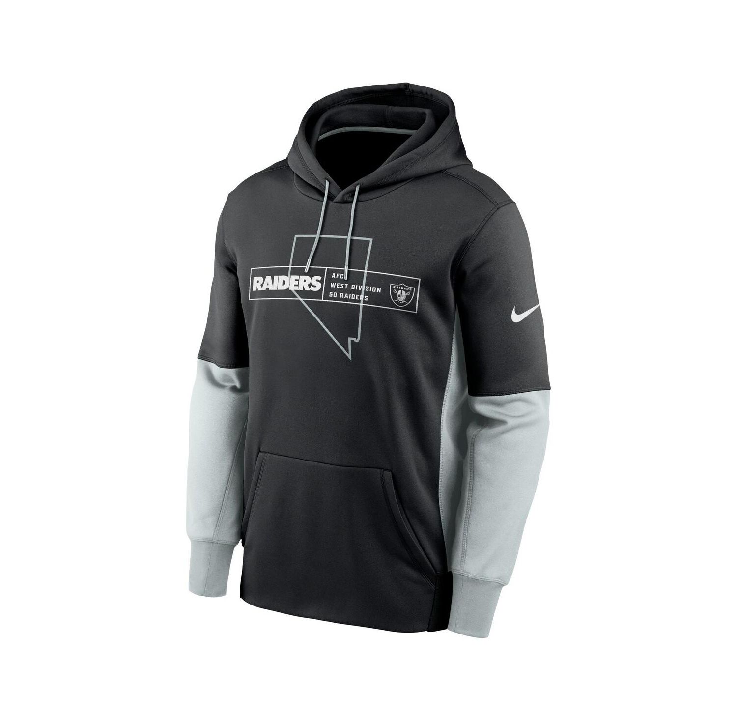 Men's Black Las Vegas Raiders Color Block Fleece Performance Pullover Hoodie