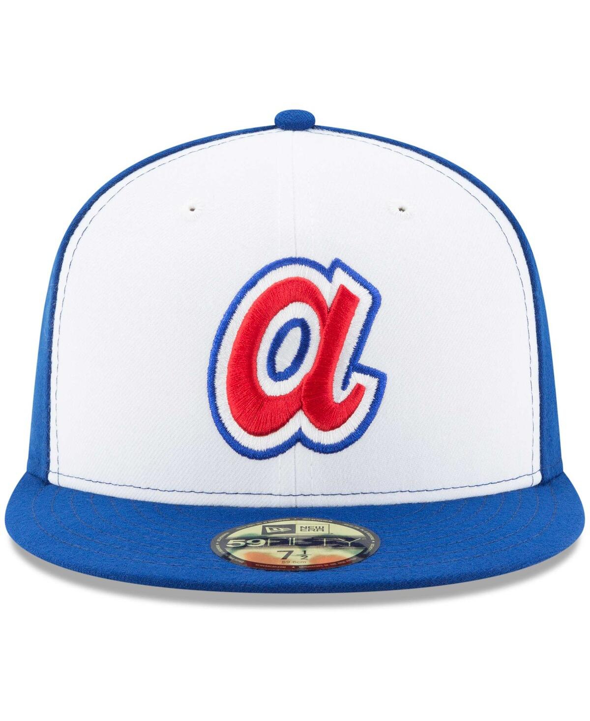 Shop New Era Men's  White, Royal Atlanta Braves Cooperstown Collection 59fifty Fitted Hat In White,royal