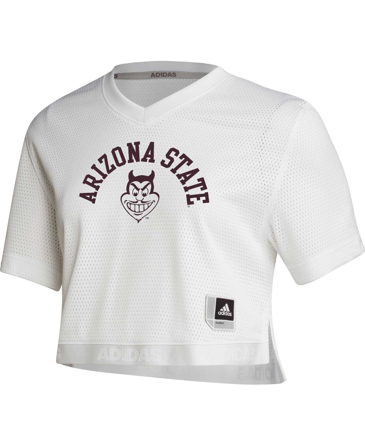 Women's adidasArizona State Sun Devils V-Neck Cropped Jersey - White