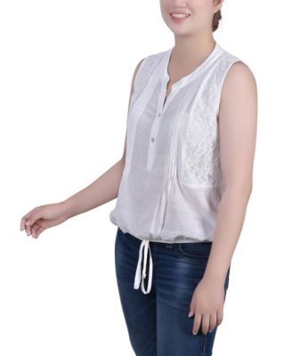 Women's Sleeveless Pintuck Tie-Hem Blouse