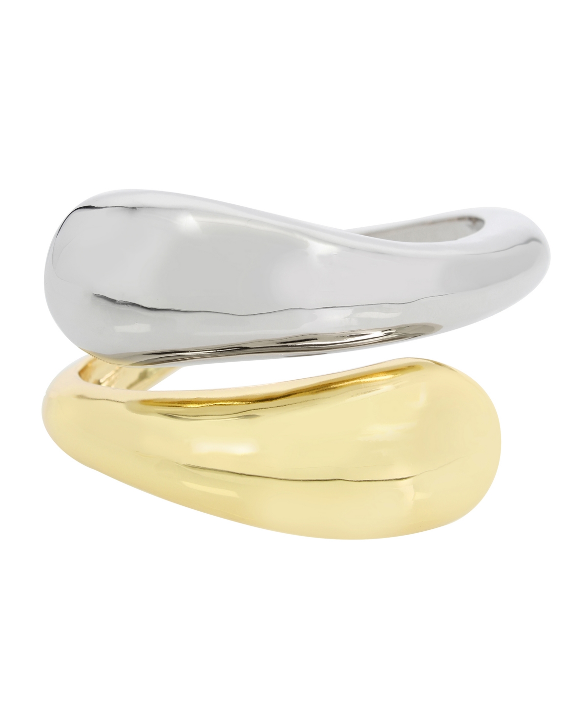 Two-Tone Sculpted Bypass Bangle Bracelet - Two-Tone