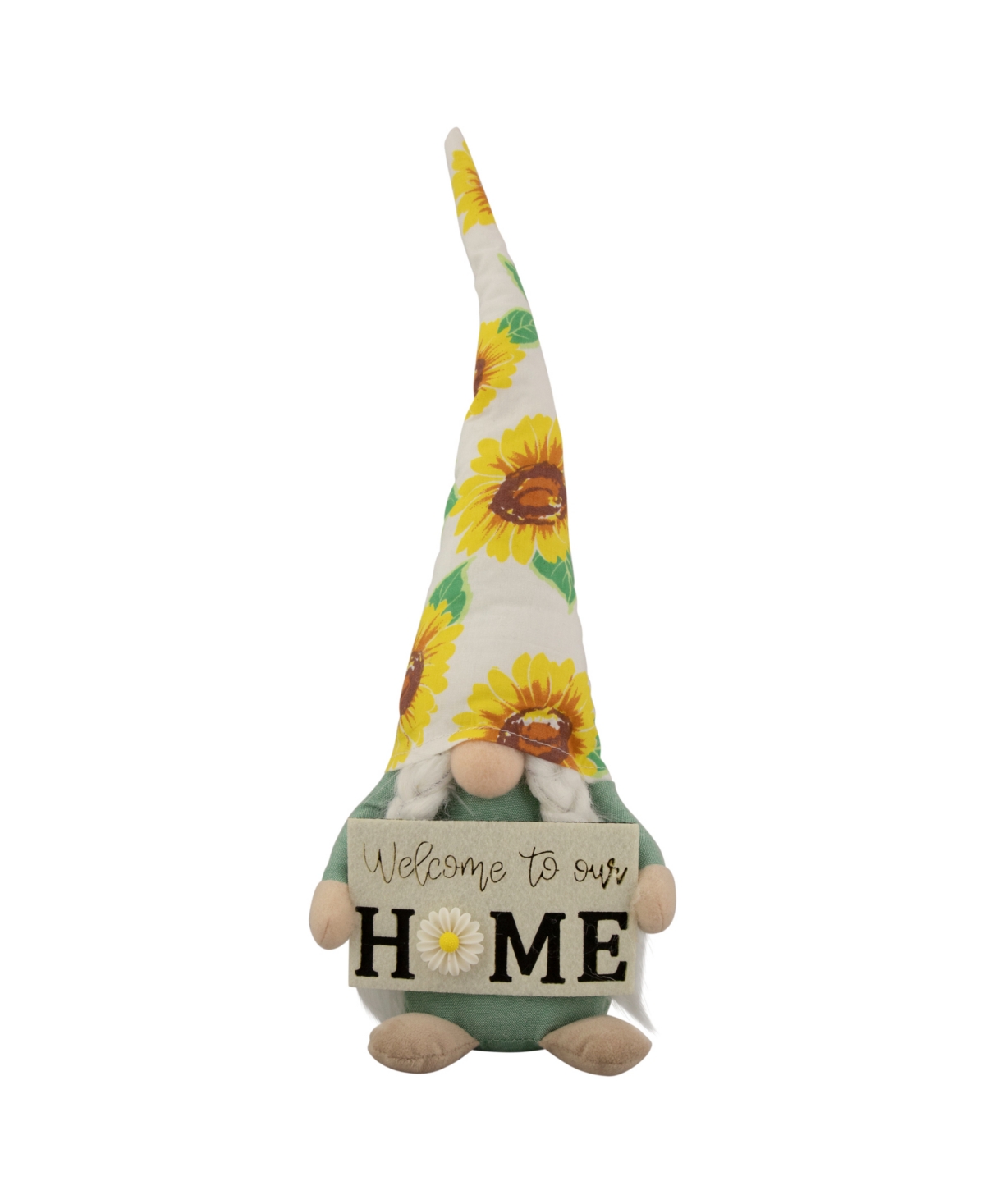 Northlight 15.5" Welcome To Our Home Spring Gnome With Sunflower Hat In White