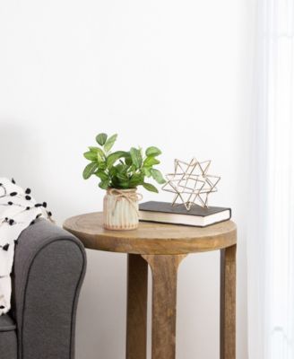 8" Reticulated Artificial Spring Foliage in Ceramic Pot