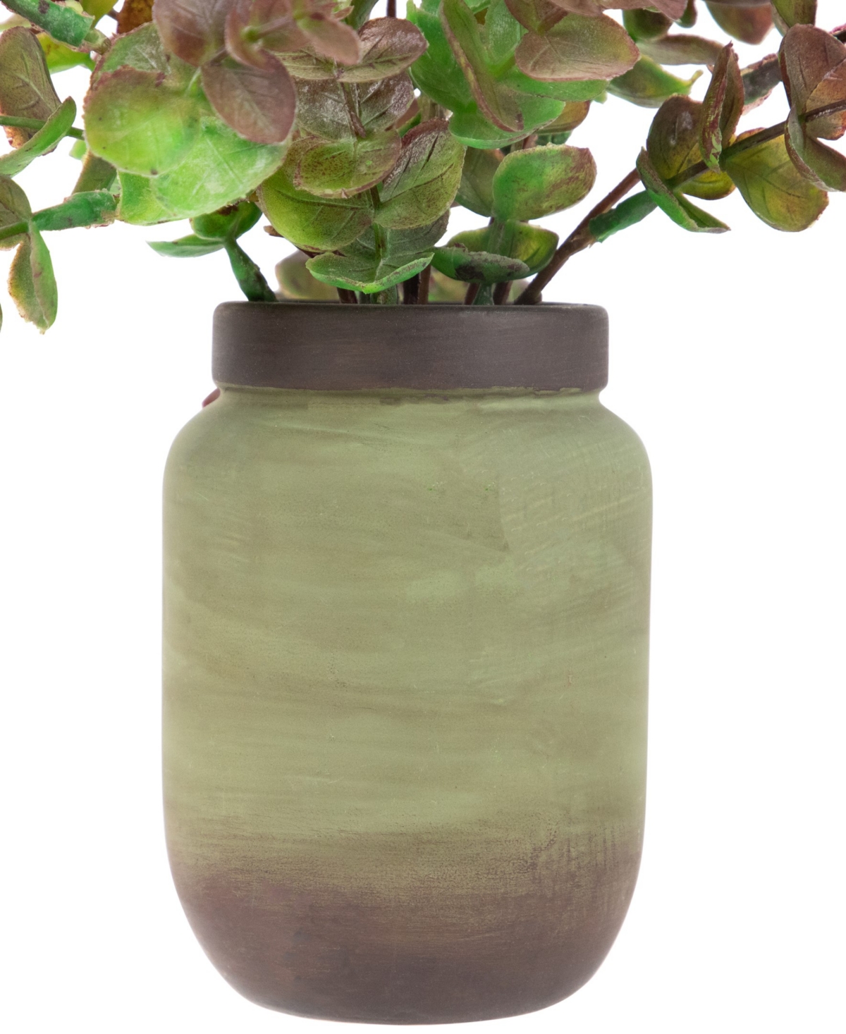 Northlight 10" Two-toned Spring Eucalyptus Leaves Artificial Plant In Ceramic Pot In Green