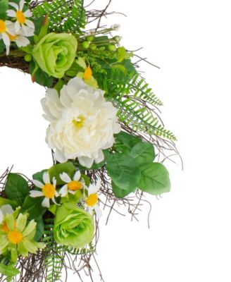 Mixed Floral Artificial Spring Wreath, 22"