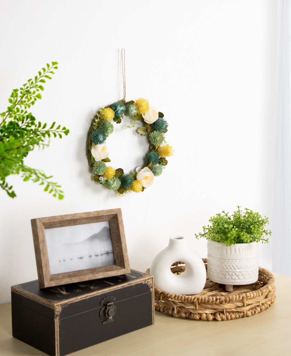 Shop Northlight 9" Thistle Hanging Spring Wreath In Green