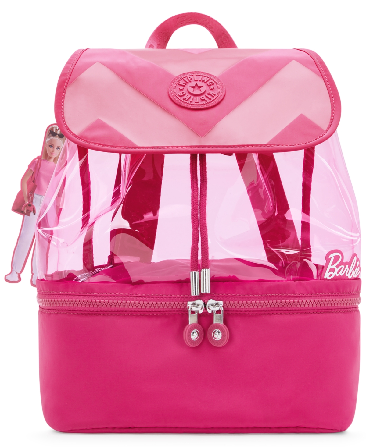 Kipling Darlee Barbie Clear Backpack In Power Pink Transparent