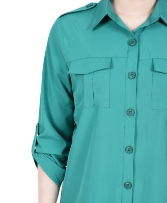 Women's 3/4 Sleeve Roll Tab Blouse