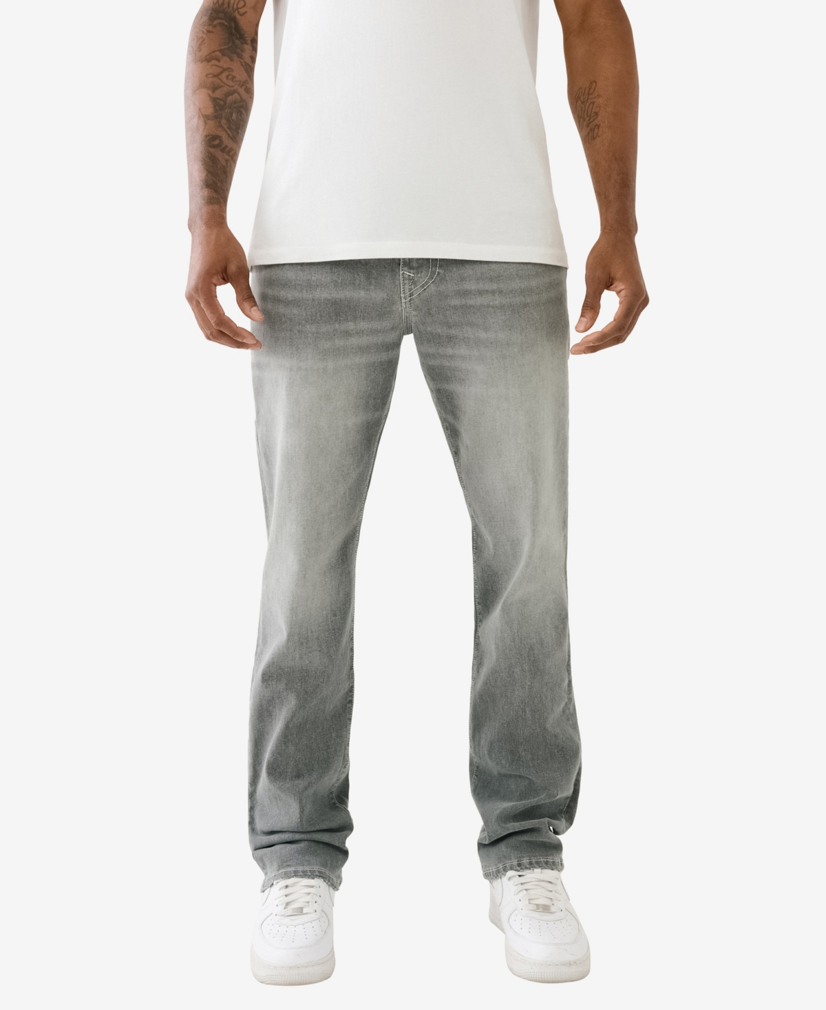 True Religion Men's Ricky Flap Straight Jeans In Chalk Gray Wash