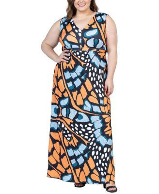 Plus Size Empire Waist Sleeveless Maxi Dress