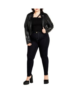 Plus Size Cropped Biker Jacket