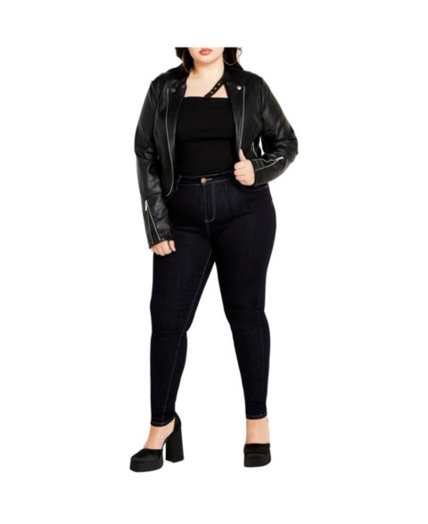Женские куртки CITY CHIC Plus Size Cropped Biker Jacket
