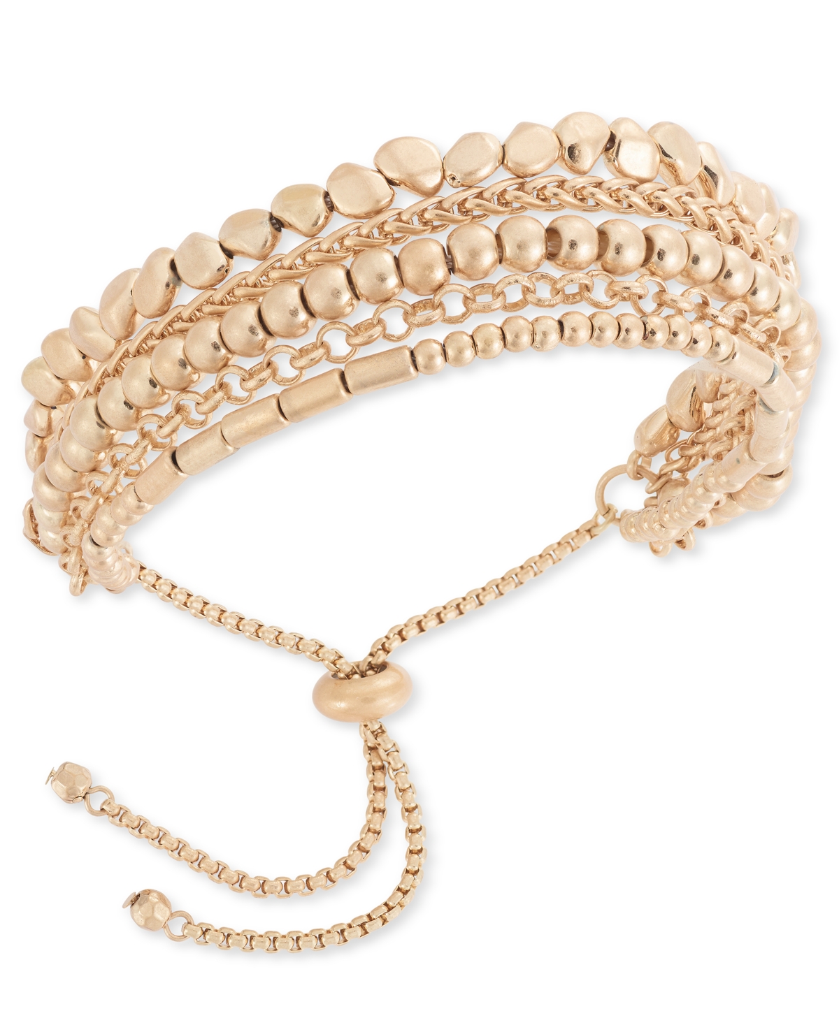 Shop Style & Co Mixed Bead Statement Slider Bracelet, Created For Macy's In Gold