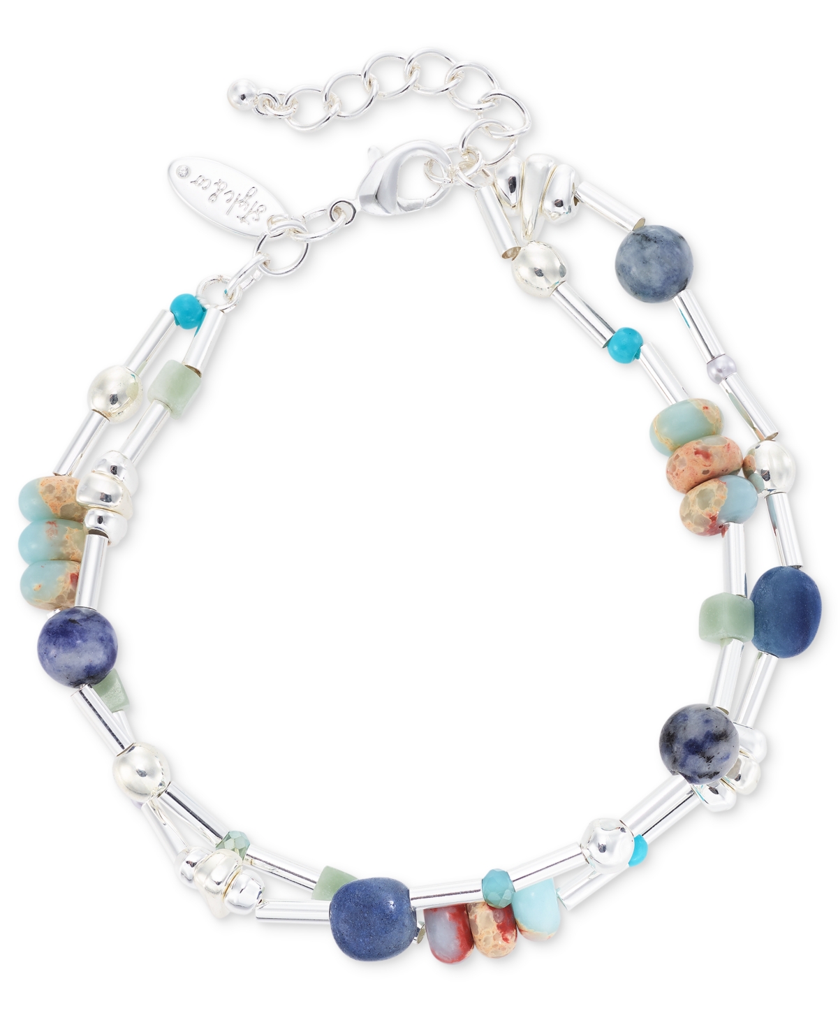 Mixed Bead & Stone Double-Row Ankle Bracelet, Created for Macy's - Multi
