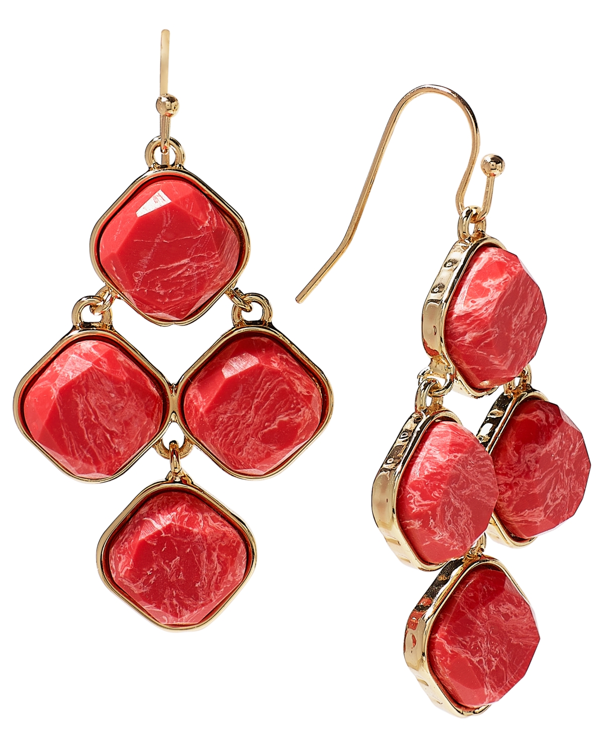 Shop Style & Co Stone Kite Drop Earrings, Created For Macy's In Coral