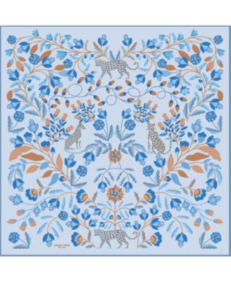 Double Sided Silk Scarf Of Pink Blossom Jungle