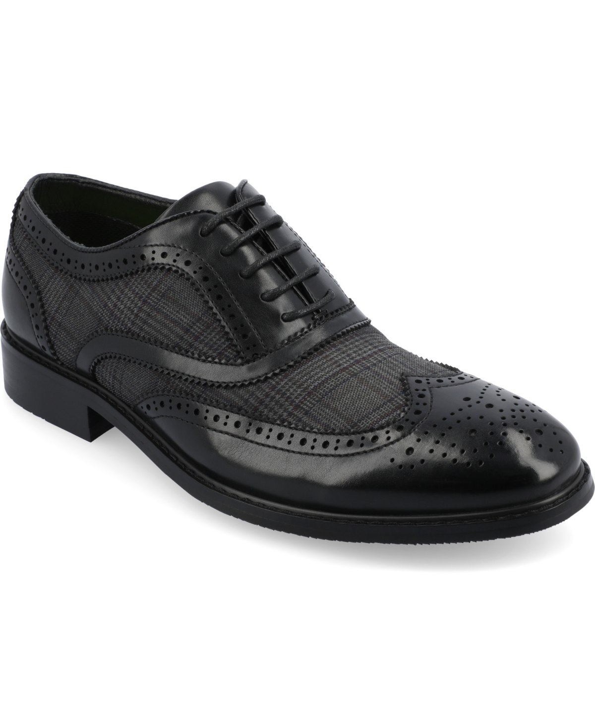 Shop Vance Co. Men's Jerome Tru Comfort Foam Wingtip Lace-up Oxford Shoes In Black