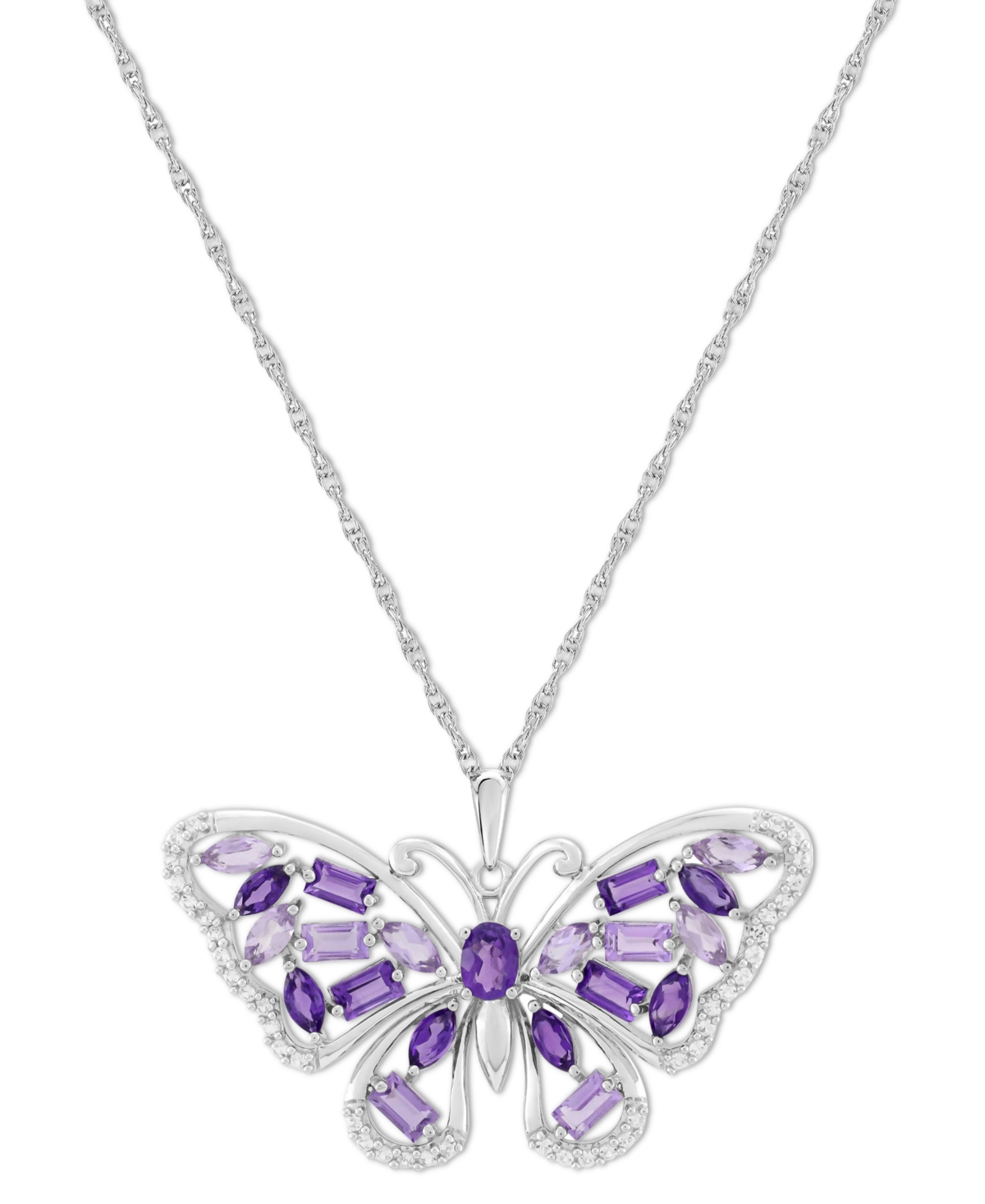 Blue Topaz (2-1/4 ct. t.w.) & Lab-Grown White Sapphire (1/5 ct. t.w.) Pendant Necklace in Sterling Silver (Also  - Amethyst
