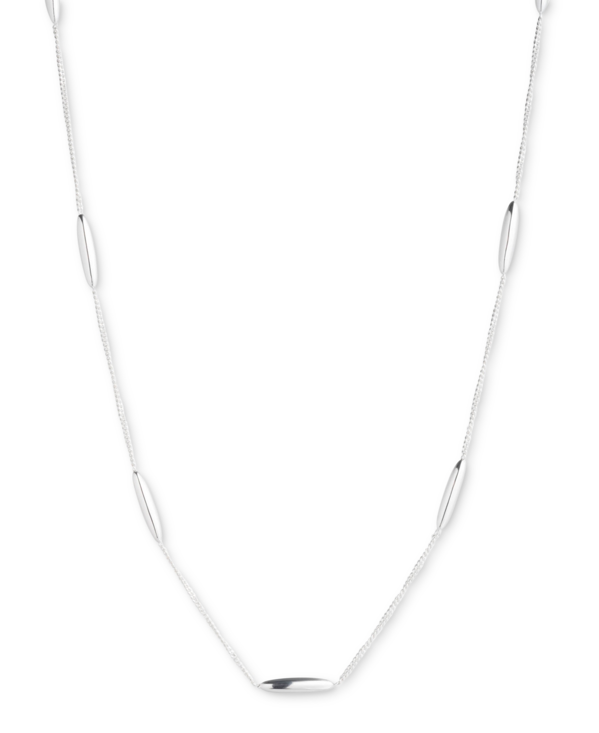 Lauren Ralph Lauren Sterling Silver Bar Station Collar Necklace, 15" + 3" extender - Silver