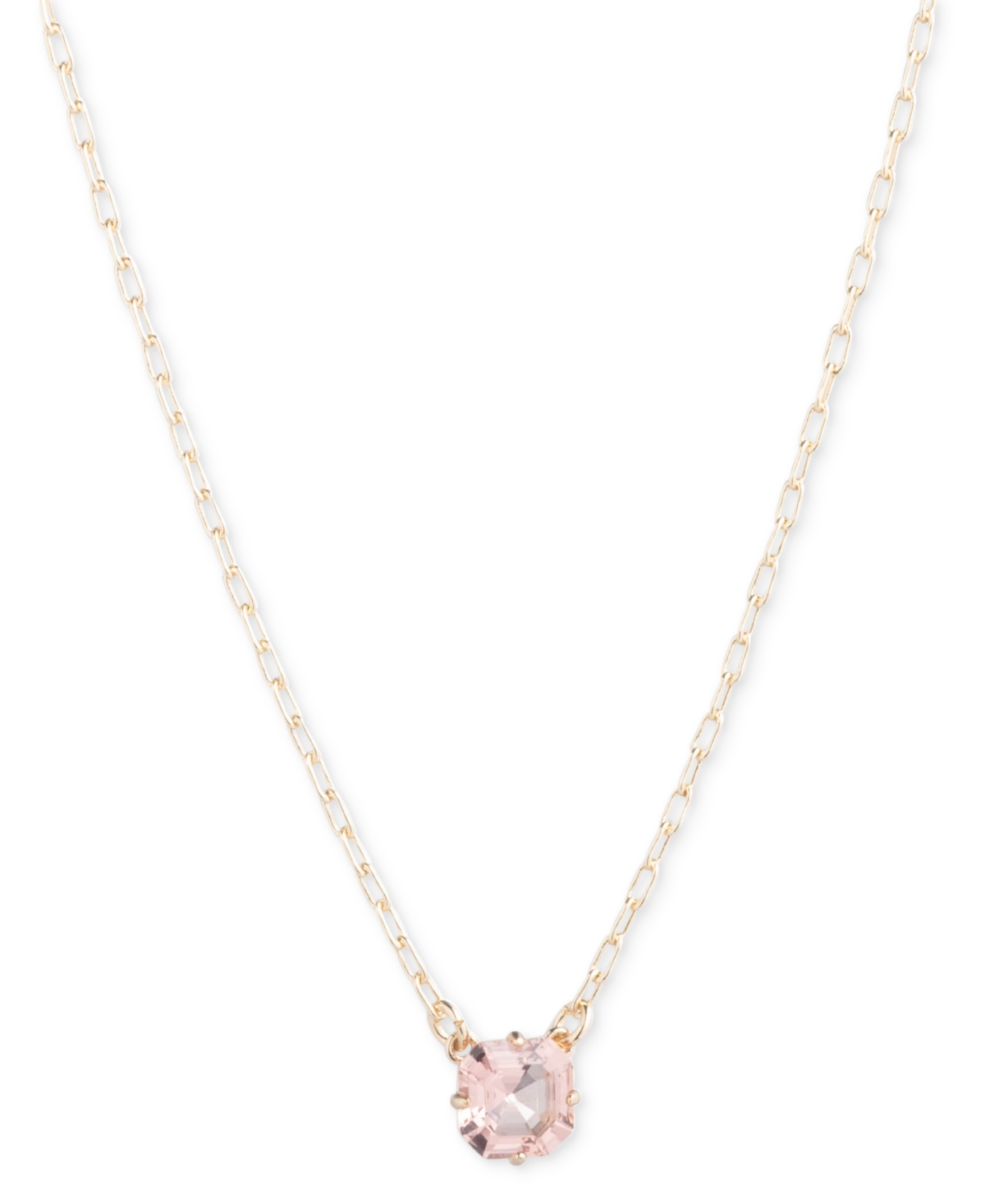 Shop Lauren Ralph Lauren Gold-tone Cushion-cut Pink Stone Pendant Necklace, 16" + 3" Extender In Light Pink