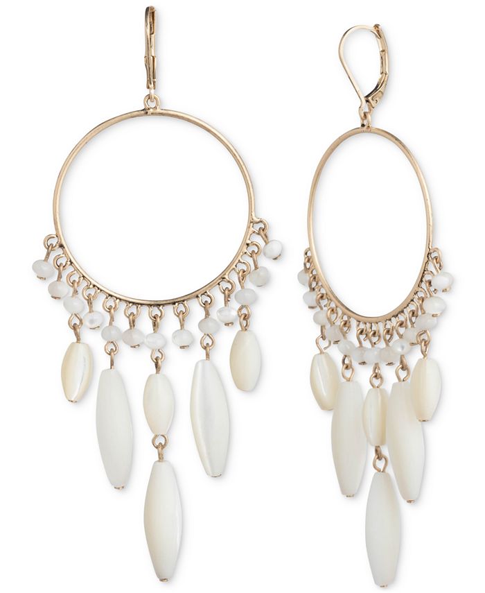 Lauren Ralph Lauren Gold-Tone Beaded Hoop Statement Earrings - Macy's