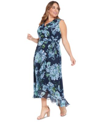Plus Size Ruffled Chiffon Maxi Dress